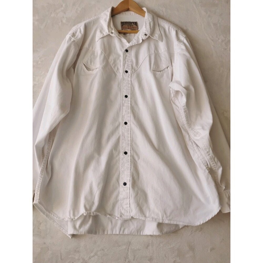 Schaefer Outfitter Mens Black Pearl Snap Cowboy Western Shirt 2XL White